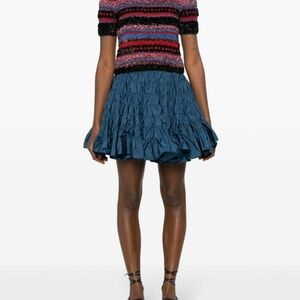 molly goddard blue mattia shirred mini skirt